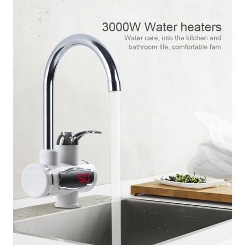 Instant Tankless Electric Hot Water Heater Faucet Kitchen Electrical Faucet With LED Temperature Display 3000W