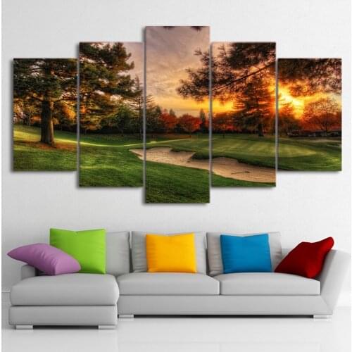 5 Pieces mosaic Golf Course Trees Sunset Landscape diy diamond painting 5d diamond embroidery full square round resin drill