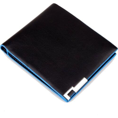 Hot Sale New Mens Wallets Quality Soft PU Casual Short Style Black Color 1 Photo Bit ID Card Holder Purse Wallet Free Shipping