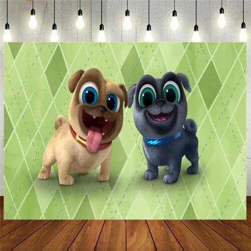 Orange Yellow Stripe Photo Background Puppy Dog Pals Party Supplies Photography Backdrop For Kids Birthday Shower Party Banner