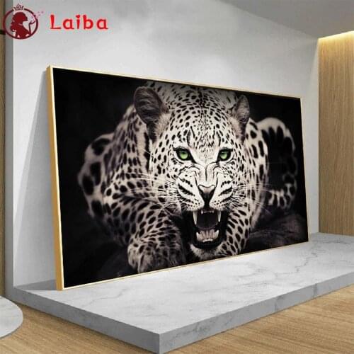 Full Diy diamond painting Modern animal art, roaring leopard picture rhinestones embroidery diamond mosaic 5d cross stitch decor