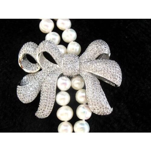 Freshwater pearl white near round 8-9mm necklace 45inch fashion discount gift