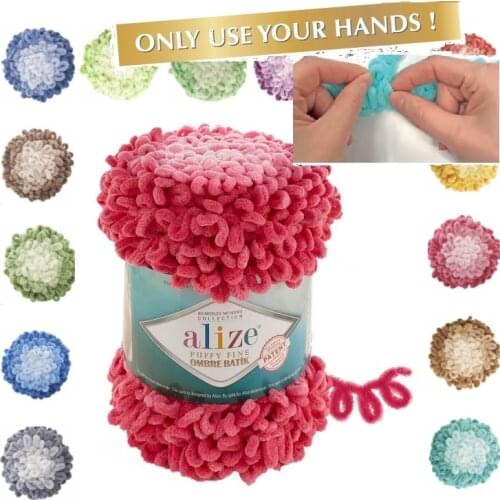 Alize PUFFY FINE OMBRE BATIK 500GR YARN %100 MICROPOLYESTER NO NEEDLES NO HOOK COLLECTION BLANKET BAGS SWEATER FINGER CROCHET