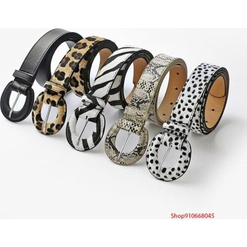 2021 new solid color animal print fashion ethnic style decorative leopard snake print belt female pin buckle casual pants belt