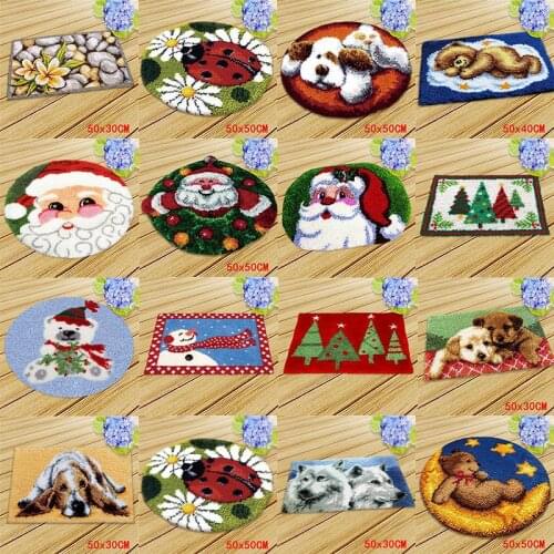 Christmas Latch Hook Rugs For Modern Living Room Carpet Embroidery Set DIY Santa Claus Cartoon Christmas Tree Carpet Embroidery