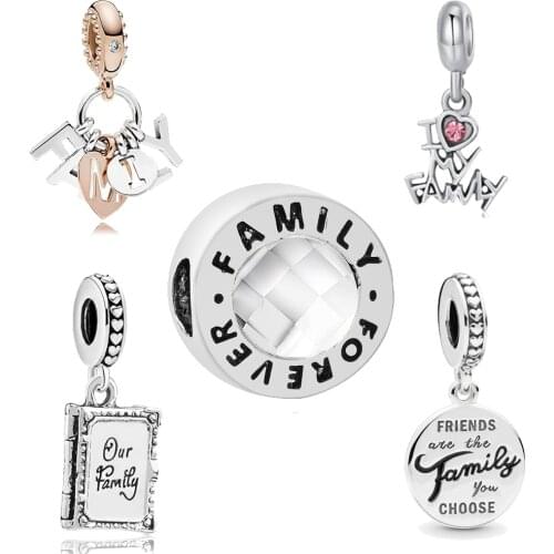 Family charms fit original pandora bracelet diy bead jewelry making pendant bead for women gift
