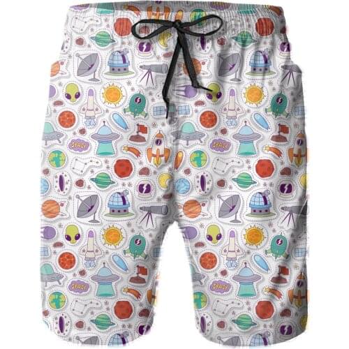 2020 Hot Cartoon Astronaut Space Ship Mens Shorts Summer Quick Dry Comfortable Beachwear Homme Couple Male Shorts