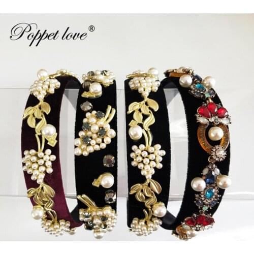 Baroque Luxury Pearl Bridal Crown Wedding Party Prom Vintage Full Crystal Big King Queen Tiara and Crown coroa