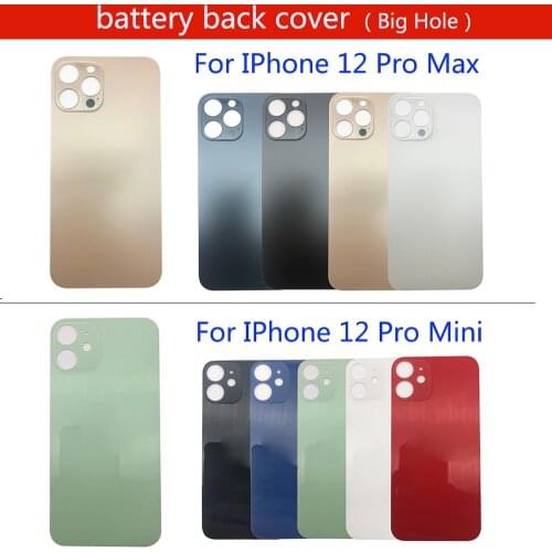 High Quality Big Hole Back Glass Battery Cover For Iphone 12 Pro Max 12 Mini Big Hole Rear Door Housing