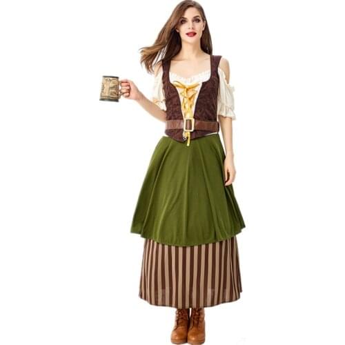 High Quality New German Oktoberfest Beer Girl Costume Ladies Winery Waiter Work Clothes