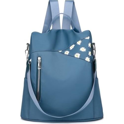 3-in-1 Anti Theft Women Backpack Oxford Cloth Shoulder Bag Daisy Flower Print Girls School Book Bag Female Big Travel Backpacks