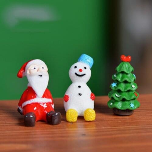 ZOCDOU 1 Piece Christmas Cute Snowman Pine Tree Small Statue Little Figurine Crafts Figure Ornament Miniatures