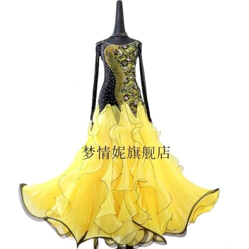 2018 Ballroom Dance Skirts Women Lycra Newest Design Woman Modern Waltz Tango Dance Dress/standard Ballroom Competition Dress