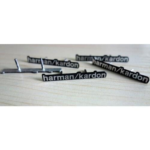 4pcs/lot harman/kardon Hi-Fi Speaker audio Speaker 3D Aluminum Badge Emblem stereo with 2 pins 43x5mm