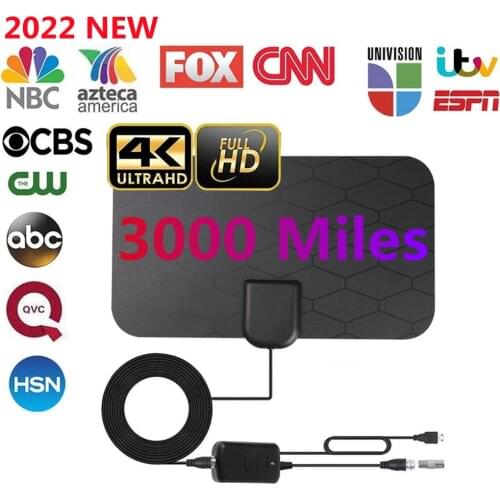 Kebidumei High Quality 4K Digital HDTV Aerial Indoor Amplified Antenna 300 Miles Range For Life Local Channels Broadcast