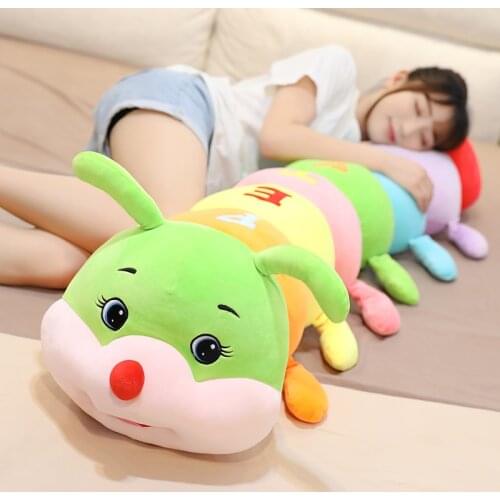 70-130cm Creative Cute Caterpillar Plush Toy Kawaii Color Stuffed Plush Doll Home Decoration Childrens Holiday Gift