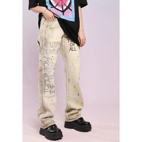 Hip Hop Loose Harem Denim Pants Embroidered Letter High Waist Women Trousers 2021 New Ladies Harajuku Cotton Straight Jeans