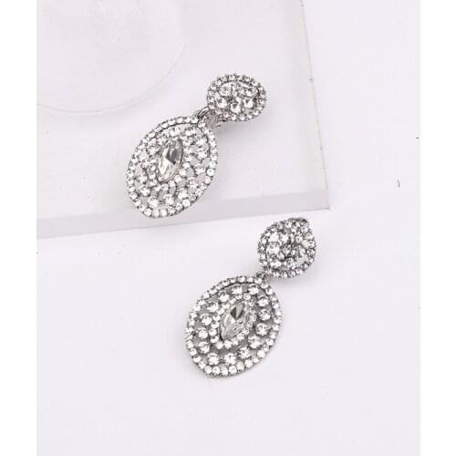 European And American Temperament Metal Inlaid Rhinestone Ear Clips Fashion Lady Style Earless Earrings Woman
