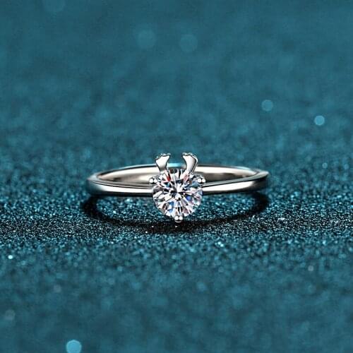 New Arrival 925 Sterling Silver 0.5 ct Excellent Cut D Color Cute Romantic Deer Moissanite Ring Trendy Party Jewelry Stone Rings