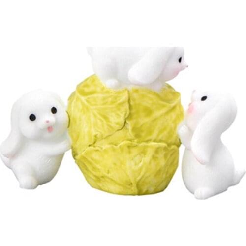 ZOCDOU 1 Piece Cute Animal Cartoon Rabbit Small Statue Little Figurine Crafts Figure Ornament Miniatures