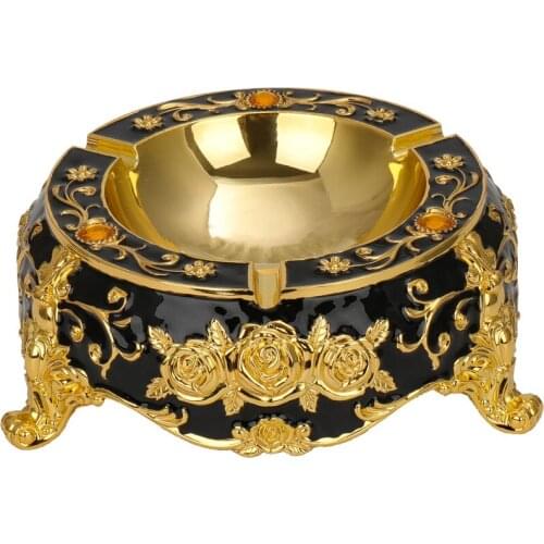 European Style Metal Ashtray Living Room Luxury Alloy Ashtray Bar KTV High-end Club Hotel Ashtray