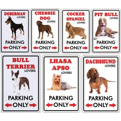 Doberman Dog Metal Tin Sign Warning Sign Parking for Dog Lovers Only Road Sign Business Sign Family Bar Door Plaque Wall Art