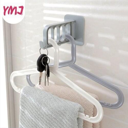 Multi-function Foldable Clothes Hook Up Bathroom Strong Self Adhesive Hanger Hook Storage Rack Key Hooks Coat Hooks for Wall