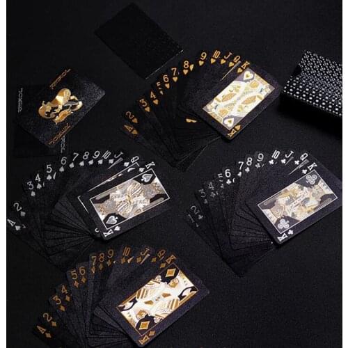 New Waterproof PVC Magic Box-packed Pure Black Plastic Playing Cards Set Deck Poker Classic Magic Tricks Tool