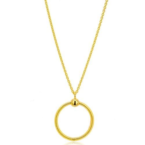 GPY Necklaces Golden Moments Medium O Necklace Sterling Silver 925 Jewelry Women Collare Mujer Naszyjnik Colar Joyas de Plata