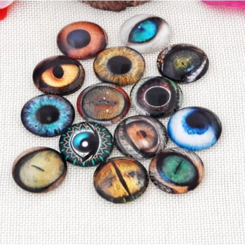 Different Type Animal Round Eyes Glass Mosaic Printed Glass Dome Cabochons Mosaic Tiles for Crafts