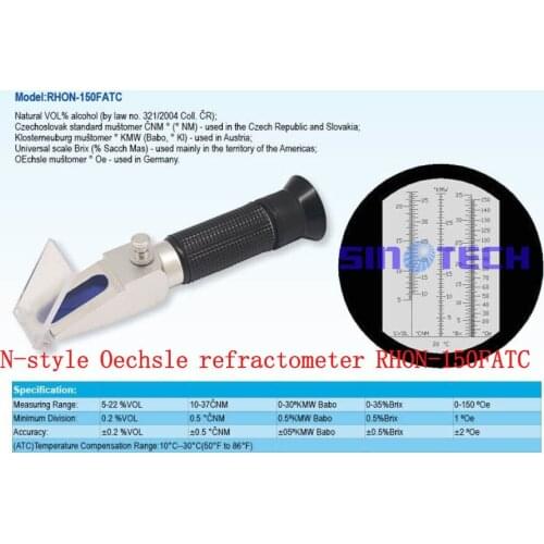 Free shipping 5 in 1 Hand-held new style Wine alcohol Refractometer RHON-150FATC with out-standing calibration screw