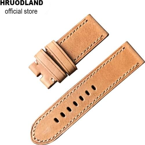Handmade khaki Leather Watch Band Wrist Strap 26mm Smart Watch Strap Watches Accessories Universal replacement strap