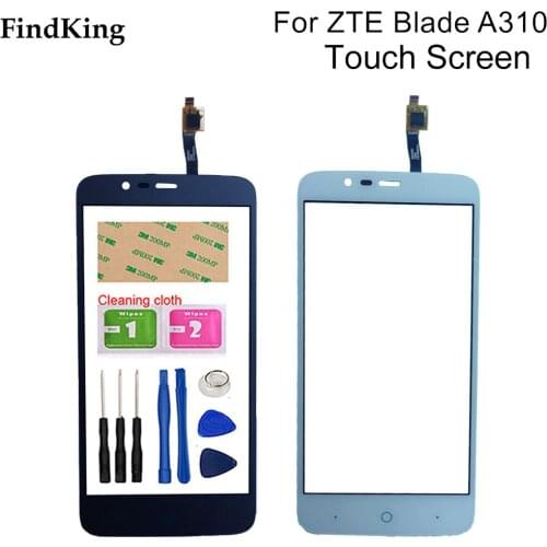 5.0'' Mobile Front Glass Touch Screen For ZTE Blade A310 Digitizer Panel Glass Sensor Flex Cable Tools Adhesive