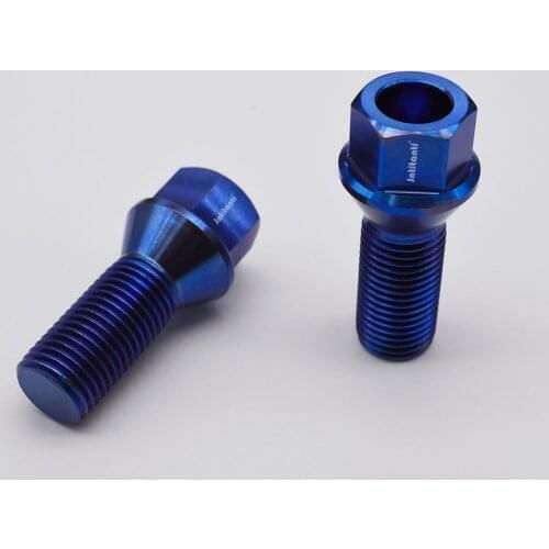 Blue high performanc Gr5 titanium wheel hub bolt with cone seat