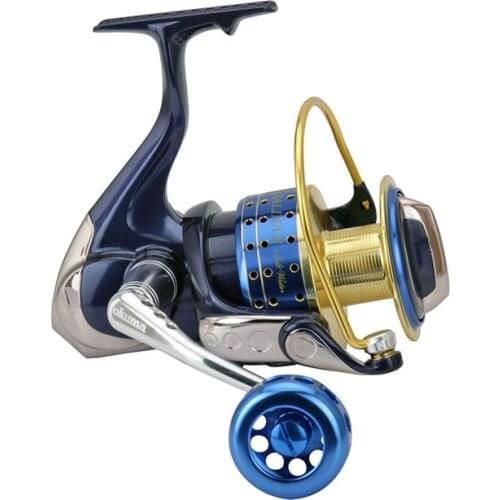Okuma SALINA II Spinning Reel Double Brake Sea Spinning Reel Carp Fishing Gear Wire Spooler Aluminum Alloy Winder Trolling Reel