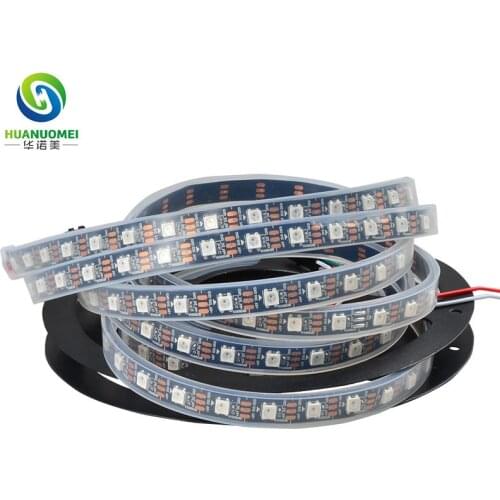 5M 60LEDs ws2812b pixel rgb led strip ws2812 5v tv led light tape 5050 smd lights ws2811 black pcb waterproof silicon IP67