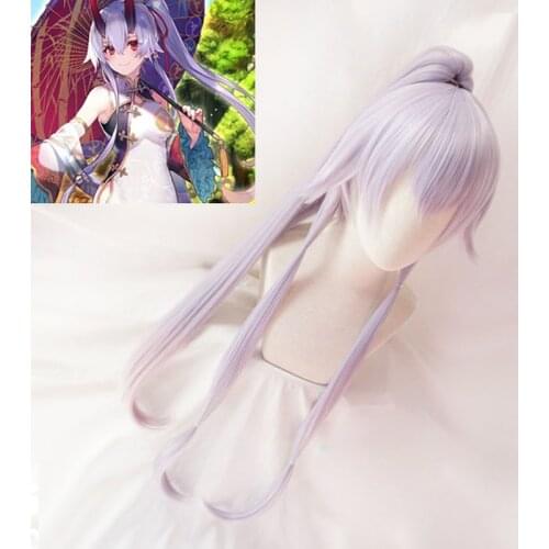 Tomoe Gozen Wig 70cm Long Straight Synthetic Hair Cosplay Wigs Chip Ponytail Archer Inferno Costume Anime Wigs + Wig Cap