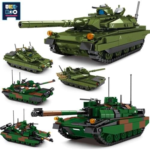 UKBOO City Military Leclerc Main Battle Model Building Blocks WW2 Army Soldier Weapon Bricks Set Toys for Children Boys Gift