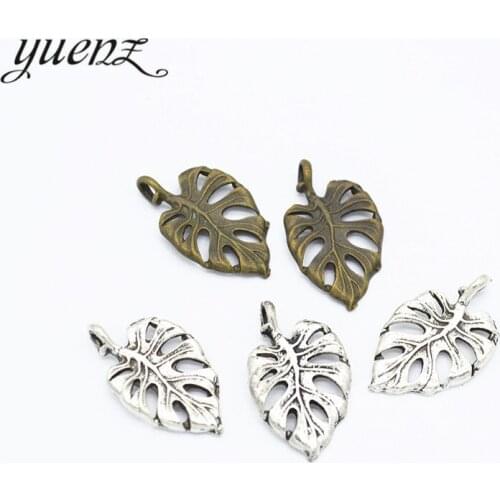 YuenZ 25 pcs Tree leaf Charms Antique Silver color Metal Pendant For Bracelets Necklace Jewelry Making 21*13mm Q363