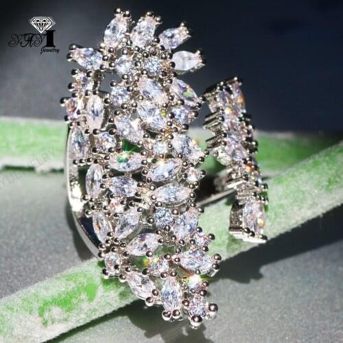 YaYI Jewelry Fashion Princess Cut White Cubic Zirconia Silver Gold Color Engagement Wedding Party Adjustable Rings Precious Gift