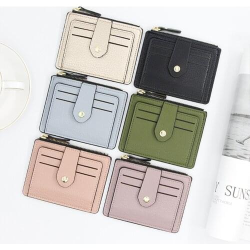 Women Coin Bag Multifunction Card Holder Hasp Zipper Change Pocket PU Leather Slim Clutch Handbag Cardholder Case Female Purse