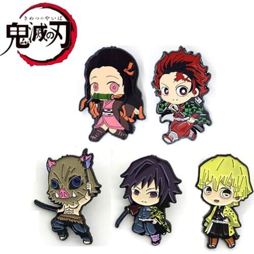 Anime Demon Slayer Badge Pin Kimetsu No Yaiba Kamado Tanjirou Cosplay Prop Pin Brooch Decoration Badges Button Brooch Pins
