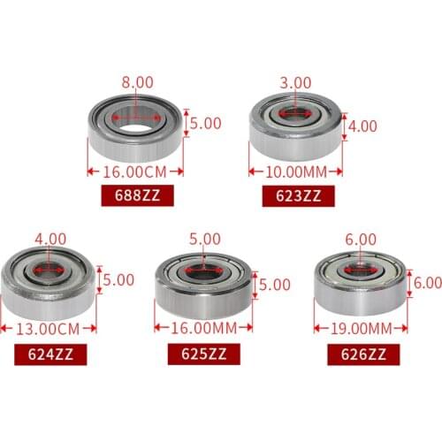 10PCS/lot Flange Ball Bearing 623zz 624zz 625zz Deep Groove Flanged Pulley Wheel for 3D Printers Parts