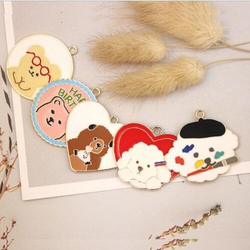 2pcs/lot fashion cute cartoon animal bear pendant DIY handmade craft metal pendant jewelry making charm birthday gift