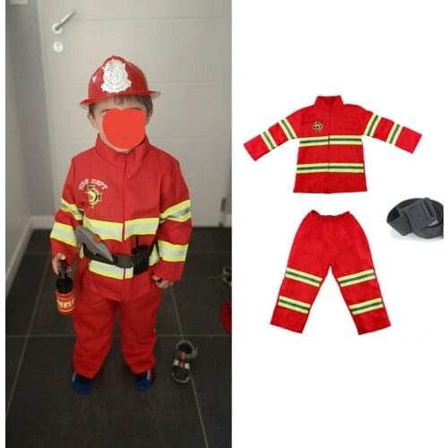 Childrens Firefighter Costume Clothes Suit Costumes Children Professional Experience Role Playing Firefighter Kindergarten 2021