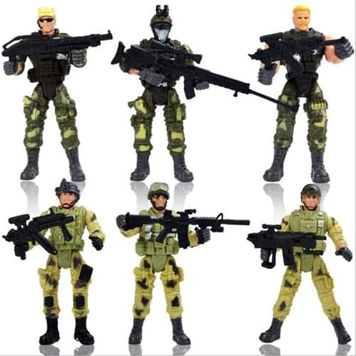 Children Mini Military Soldier Models 6 Police Soldier Models with Joints Movable Modern Soldiers with Weapons Special Forces