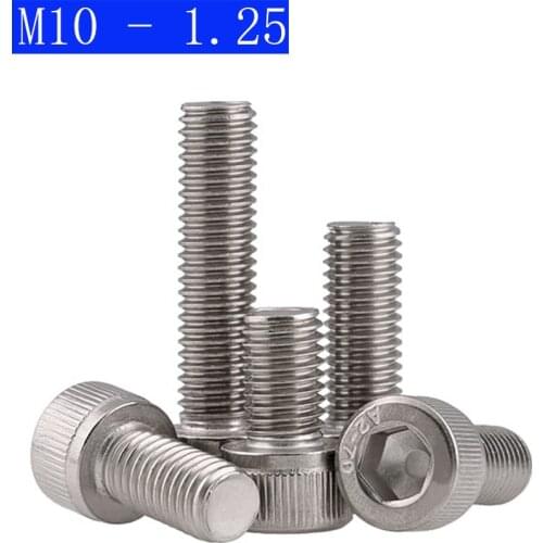 M10 - 1.25 ( 10mm ) Fine Thread 304 Stainless Steel Socket Head Caps Screws Metric DIN 912
