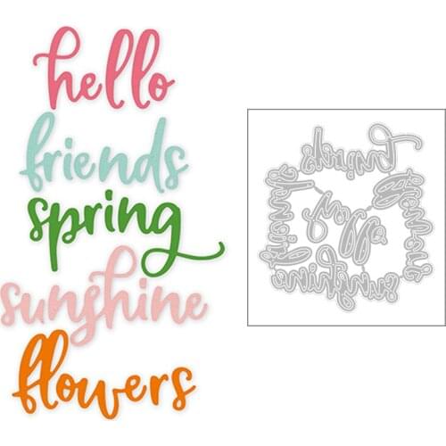 2020 Hot New English Word Letter Hello Friends Spring Flower Metal Cutting Dies Foil and Scrapbooking For Card Making no stamps