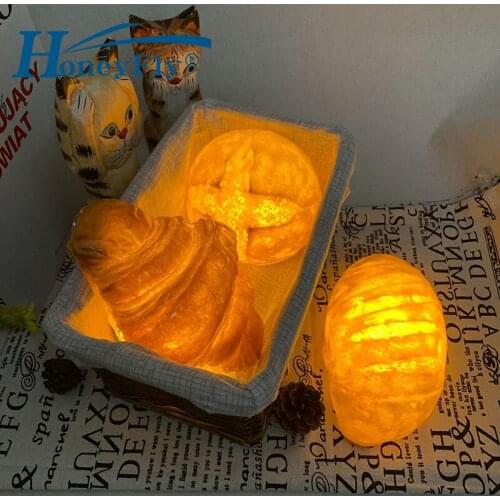 HoneyFly LED Handmade Bread Table Lamp 3AAA battery Simulation Electric Light Night Atmosphere Lamp Light for Home RoomDecor