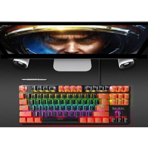 K200 Blue Switch 87-key Two-color Gaming Competitive ABS Aluminum Alloy Mechanical Keyboard Non-slip/Wear-resistant/Color-fast